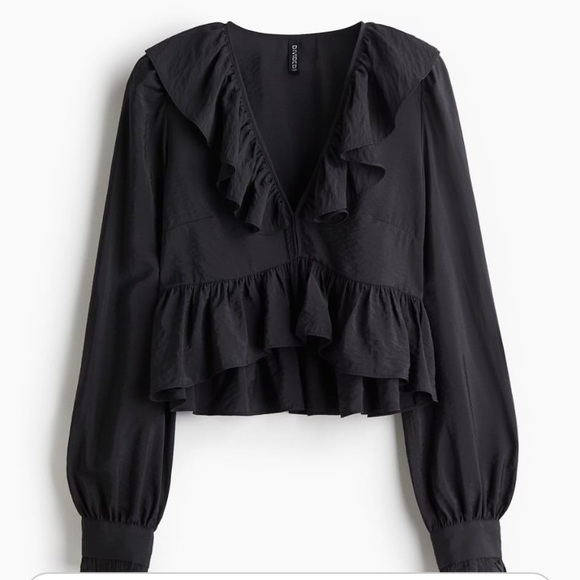 Black Ruffled Blouse - Picture 2 of 4